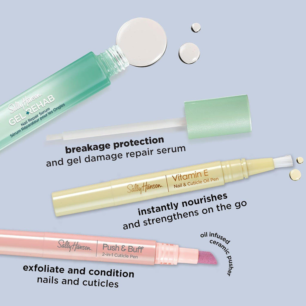 Sally Hansen Push & Buff 2-in-1 Cuticle Care Treatment Pen | Exfoliates, Polishes and Smooths Cuticles | Textured Tip fo