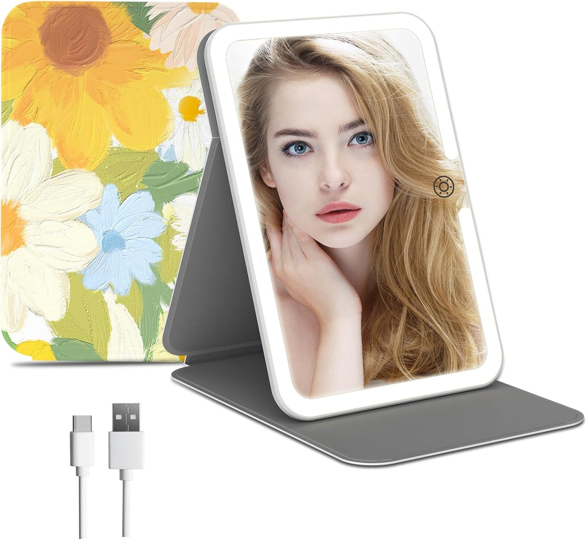 FUNTOUCH Rechargeable Travel Makeup Mirror with 72 Led Lights