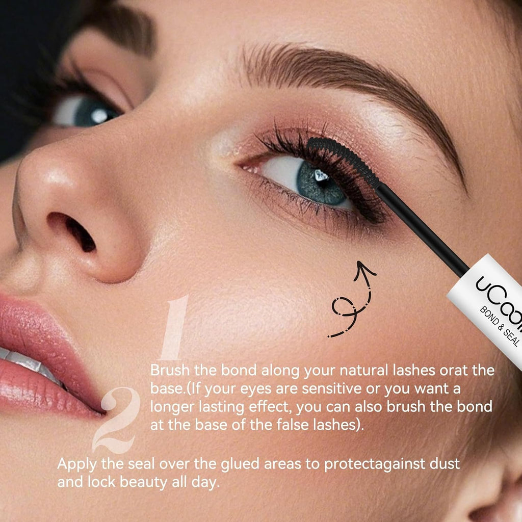 uCoolMe Lash Bond and Seal Waterproof 10ML for Lash Clusters 144Hours SuperStrong Long-Lasting Non-Irritating Eyelash Gl