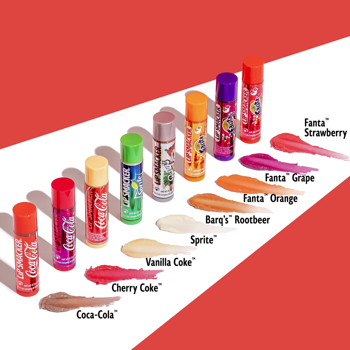 Lip Smacker Coca-Cola Flavored Balm, 8 Count, Flavors Coke, Cherry Vanilla Sprite, Root Beer, Orange Fanta, Grape Strawb