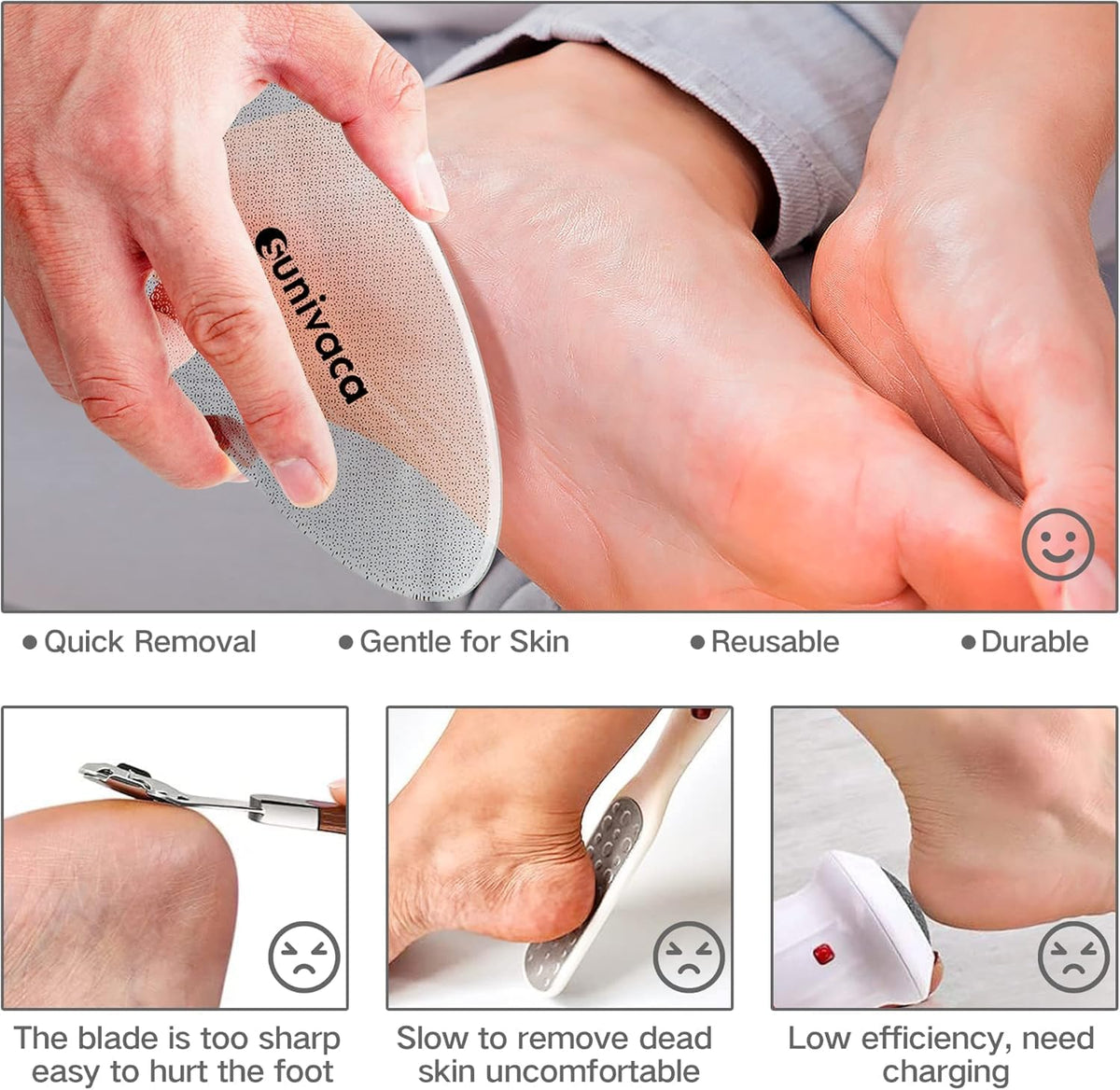 Glass Foot File Callus Remover for Feet, Heel Scraper, Pumice Stone, Diabetic Feet Scrubber Dead Skin Remover for Feet P