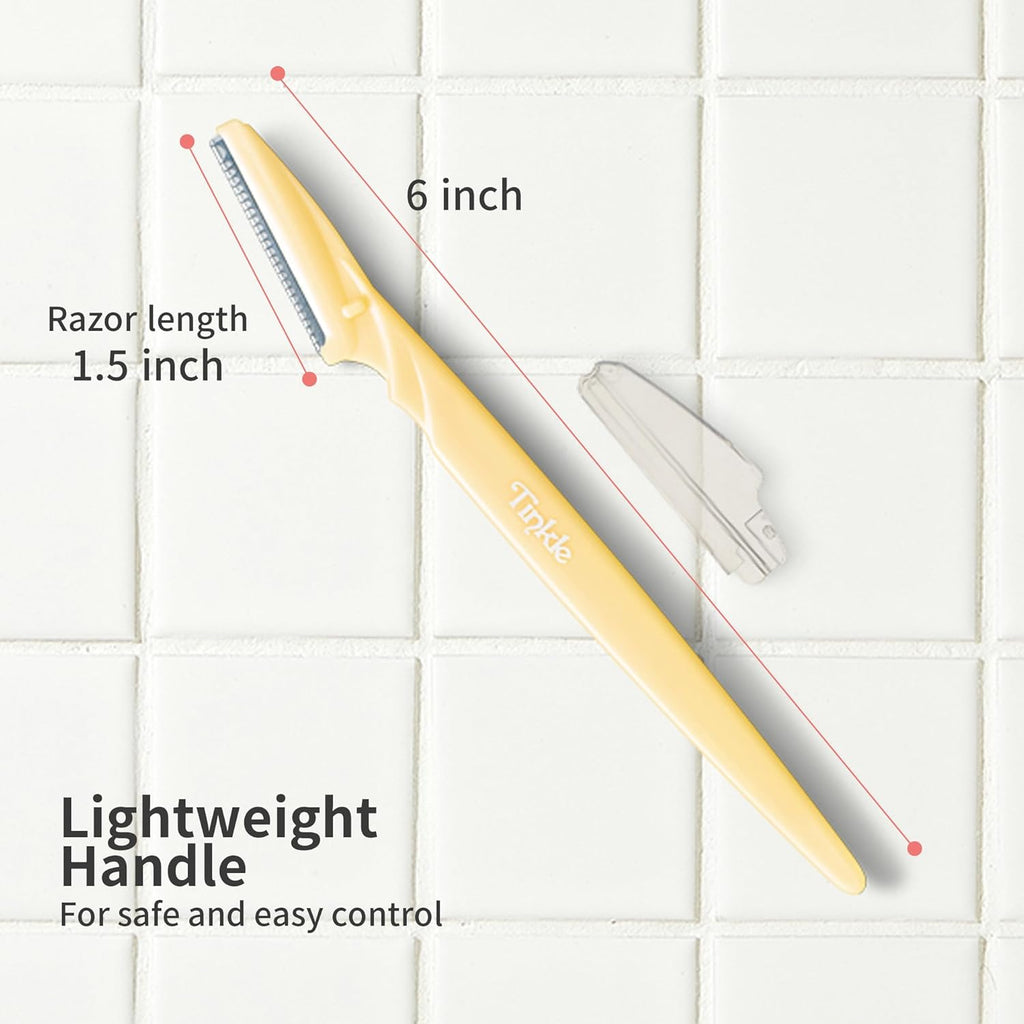 Tinkle Dermaplaning Tool 6ct, Dermaplane Razor for Women, Safe and Easy Peach Fuzz Remover, Eyebrow Trimmer with Protect