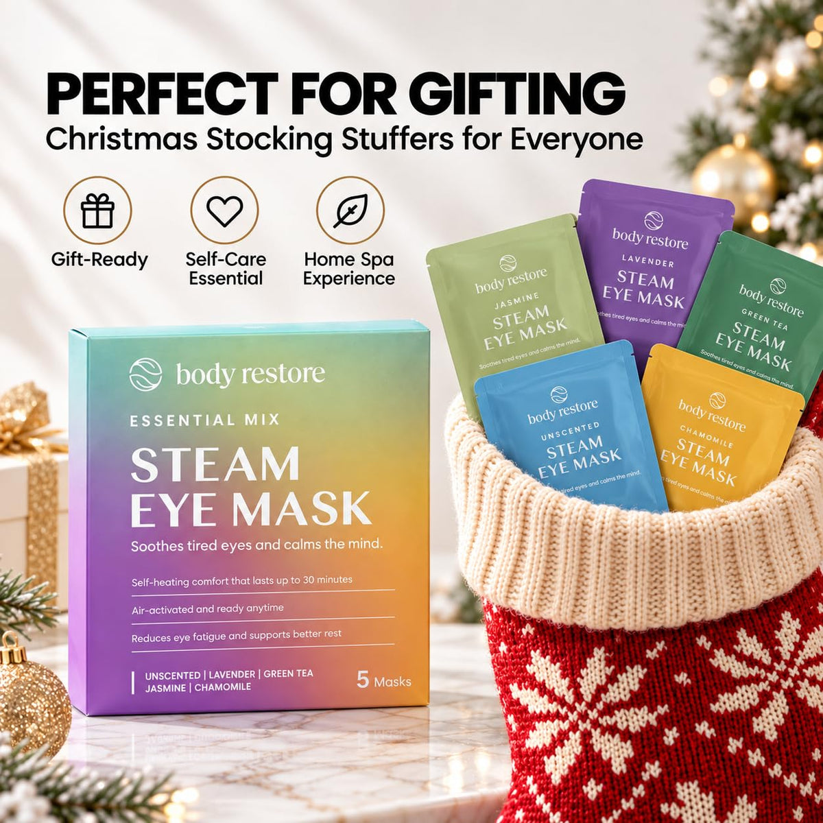 Body Restore Heated Eye Mask Warm Compress for Dry Eyes - Variety 5 Pack