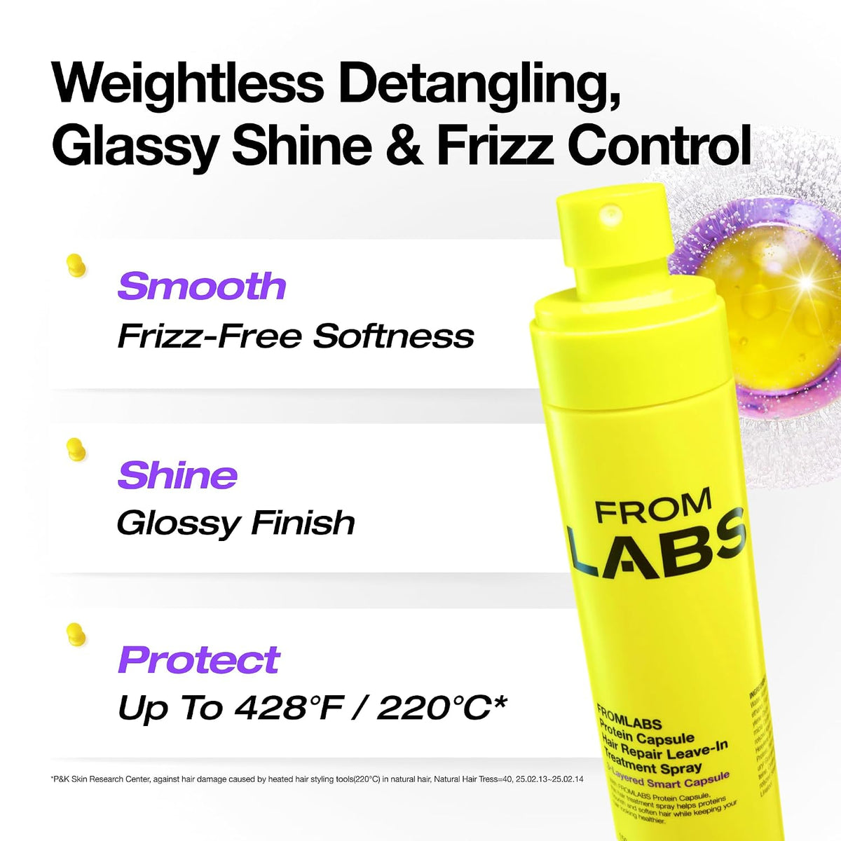 FROMLABS Protein Leave-In Conditioner Spray | Heat Protectant, Keratin Anti-Frizz Detangler for Damaged, Dry, Curly & Wa