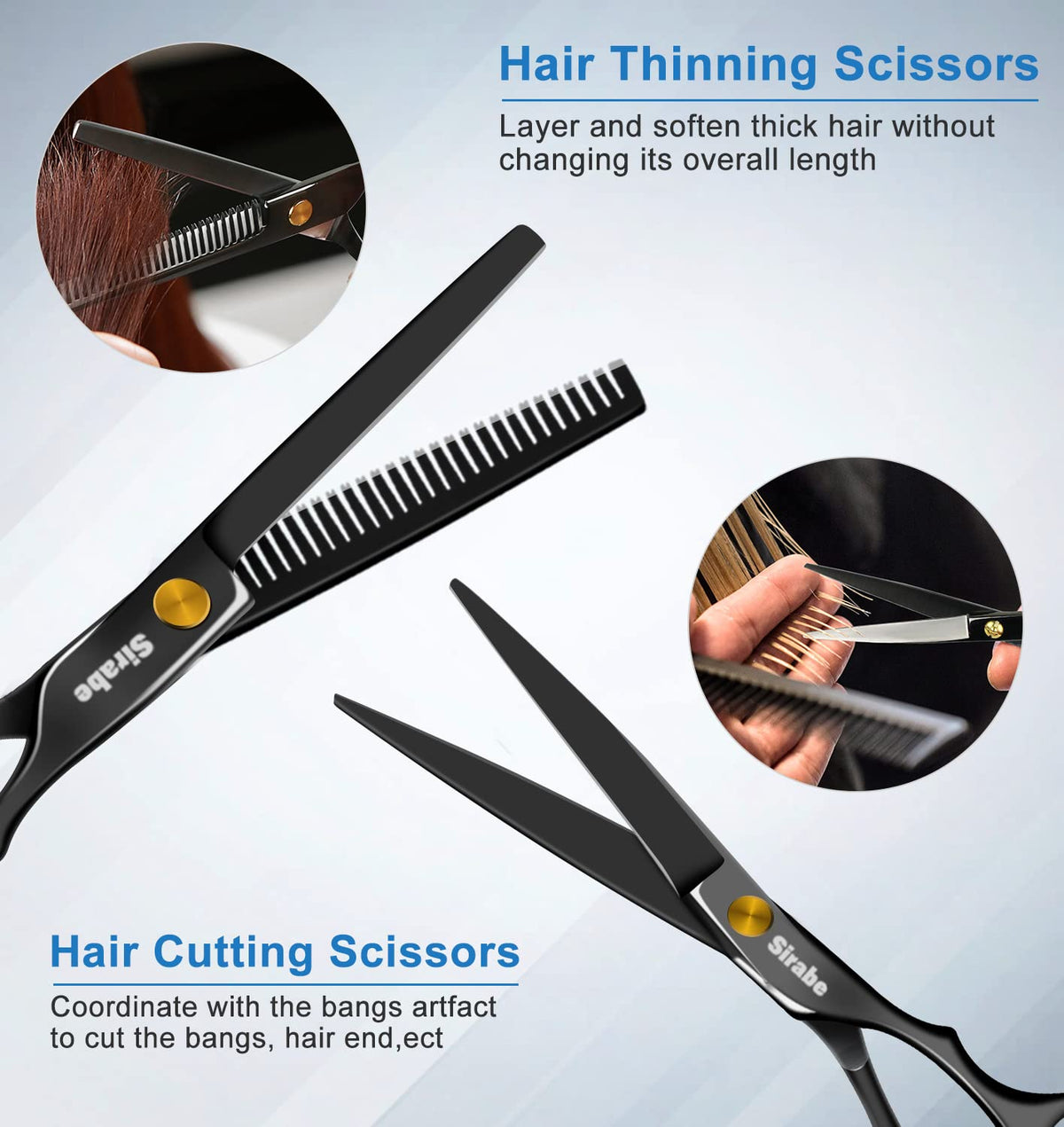 10 PCS Hair Cutting Scissors Set, Professional Haircut Scissors Kit with Cutting Scissors, Thinning Shears, Comb, Cape, 
