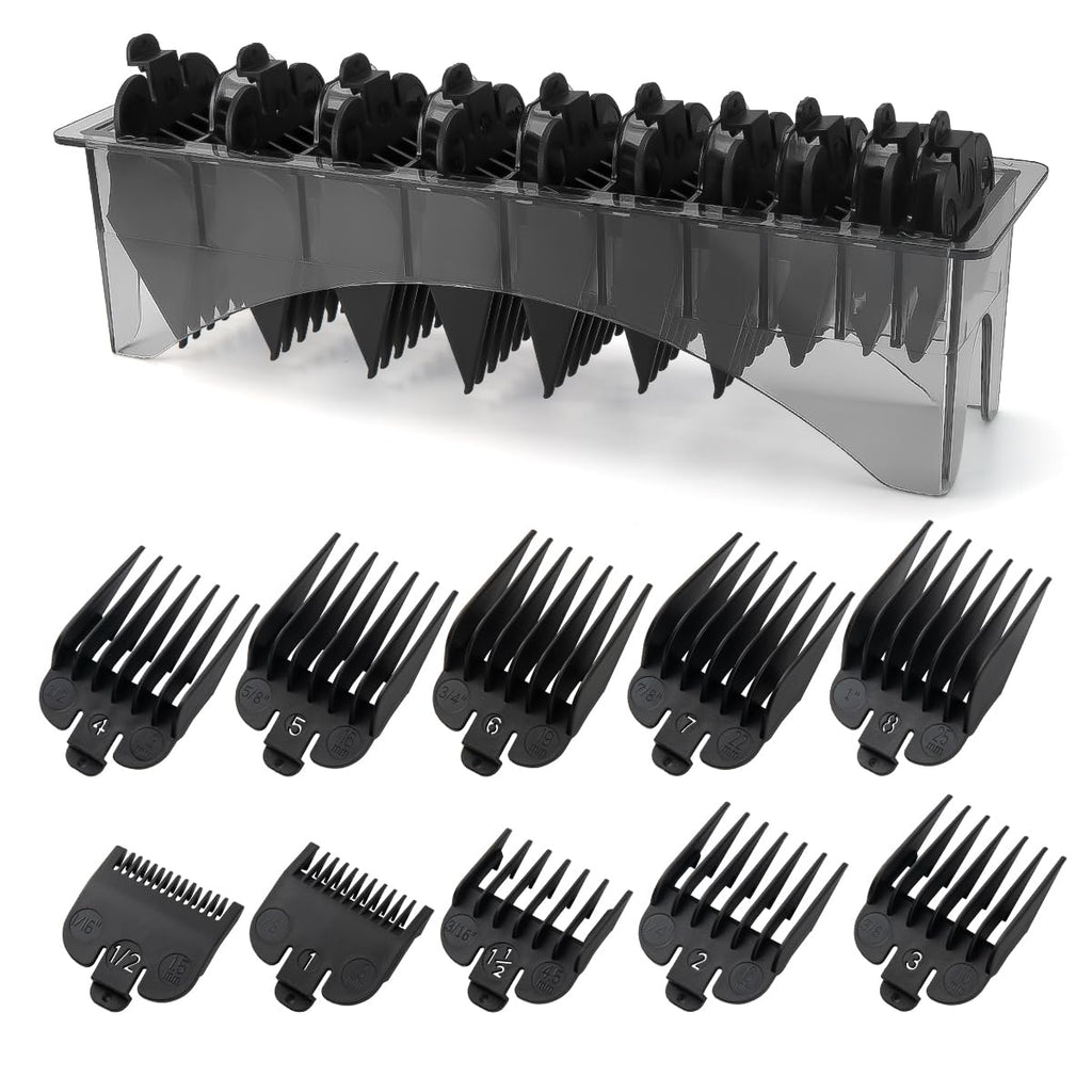 Clipper Guards Set for Most Wahl Clippers with Holder, 10Pcs, Color-coded