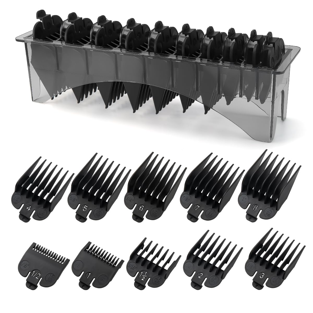 Clipper Guards Set for Most Wahl Clippers with Holder, 10Pcs, Color-coded