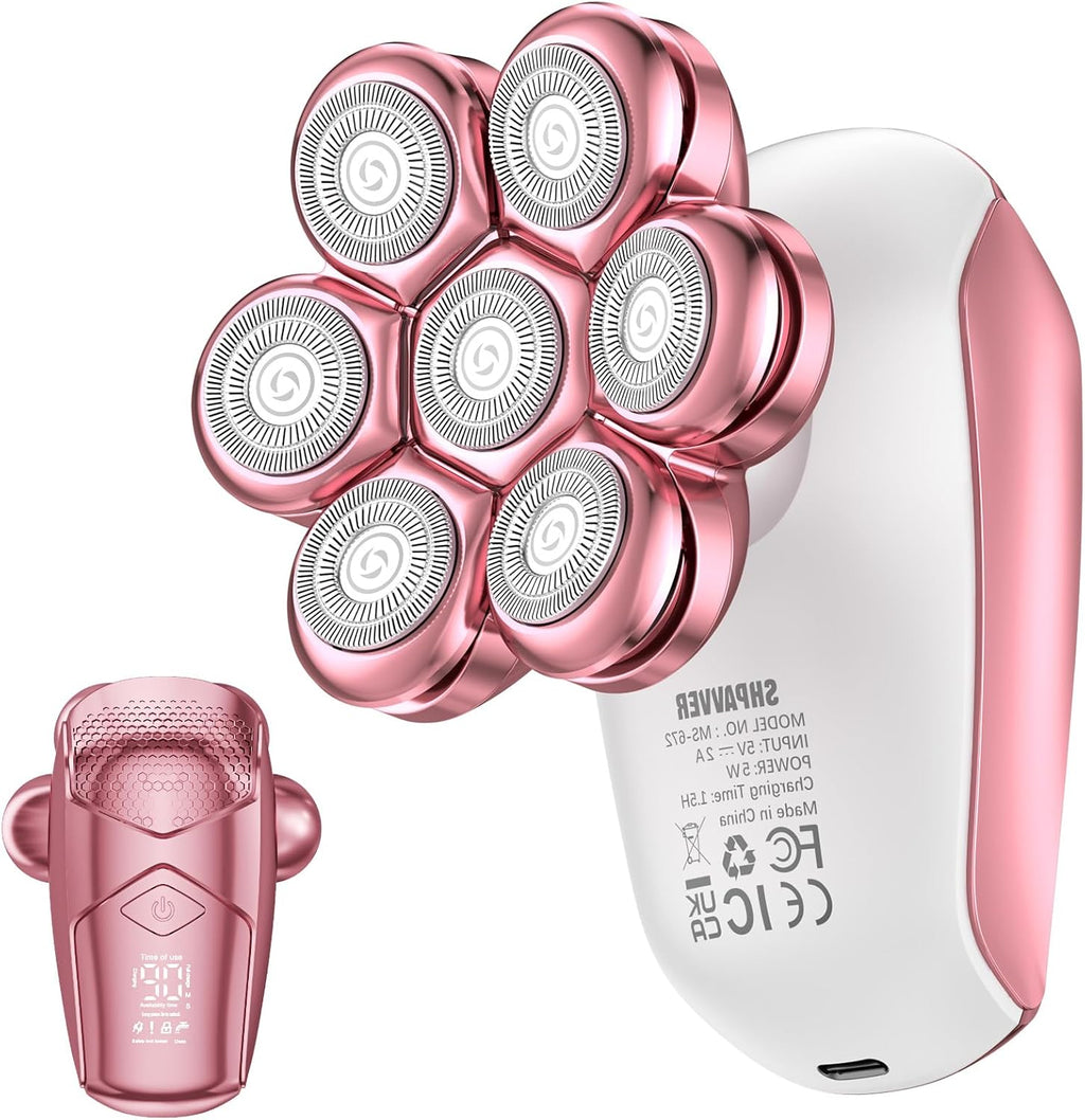 SHPAVVER Head Shavers for Bald Men: 5-in-1 IPX7 Waterproof Grooming Kit - 7D Floating Electric Razor With Magnetic Remov