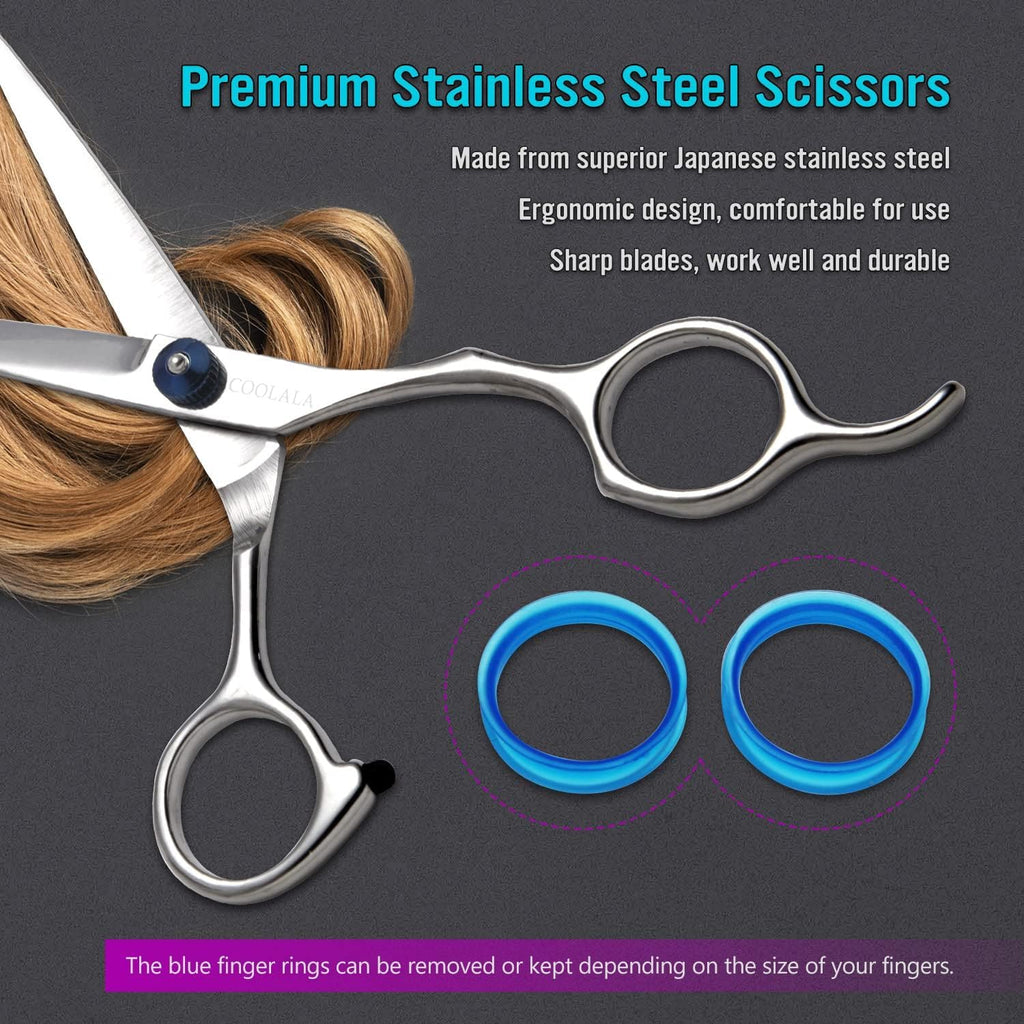 COOLALA Stainless Steel Hair Cutting Scissors 6.5 Inch Hairdressing Razor Shears Professional Salon Barber Haircut Sciss