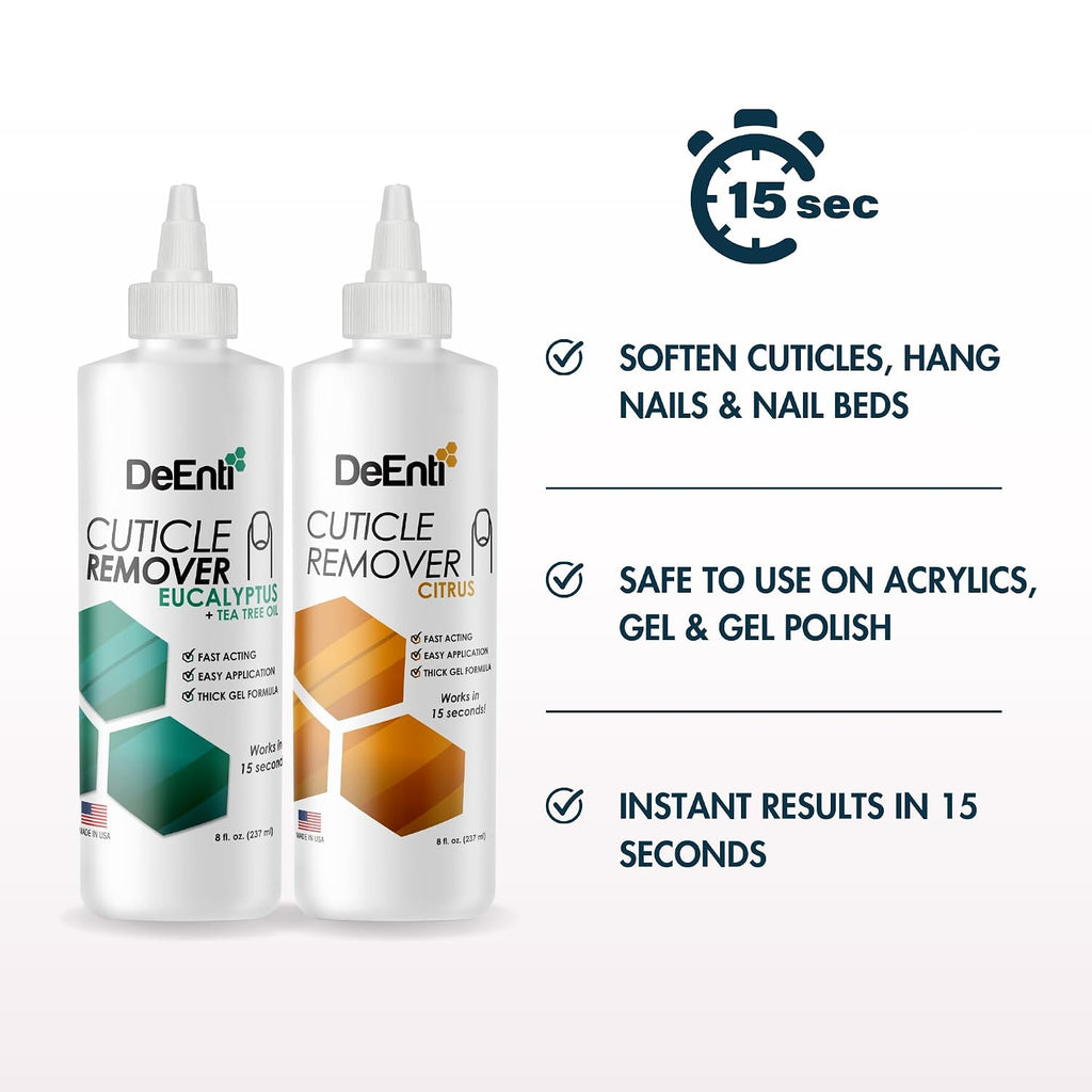 DeEnti Instant Cuticle Remover Gel, Nail Cuticle Softener, 8oz Eucalyptus