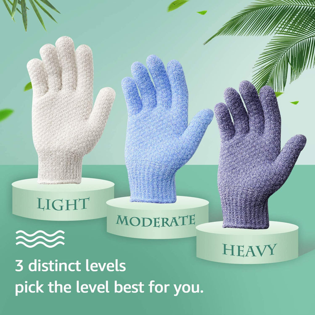 Evridwear Exfoliating Dual Texture Bath Gloves for Shower, Spa, Massage and Body Scrubs, Dead Skin Cell Remover, Gloves 