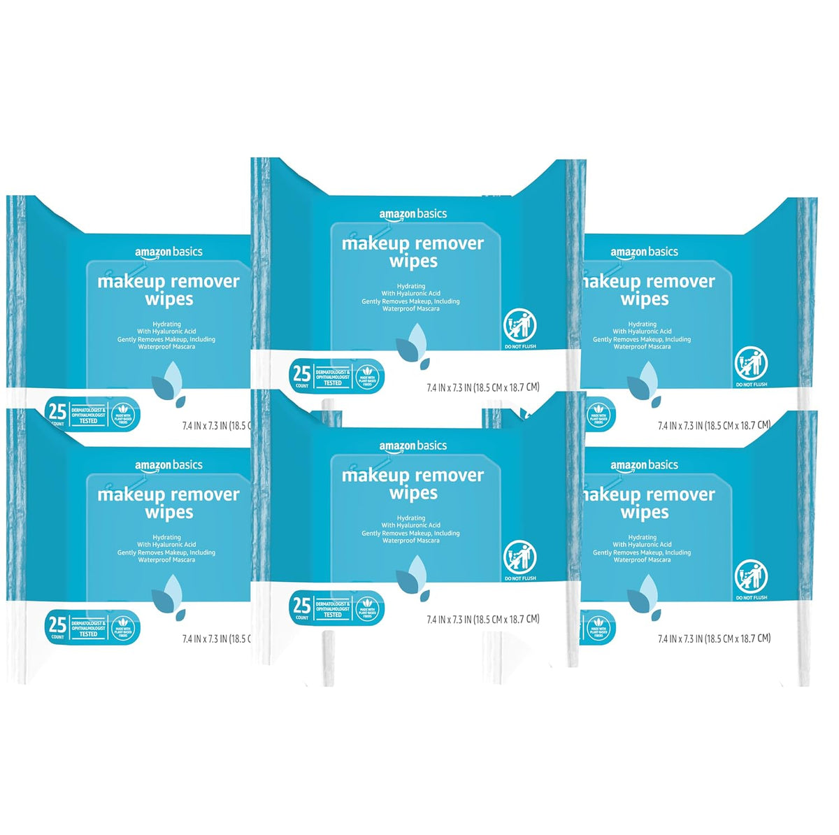 Amazon Basics Makeup Remover Wipes, Formulated without Fragrance and Alcohol-Free, Gentle Cleansing, Removes Waterproof 