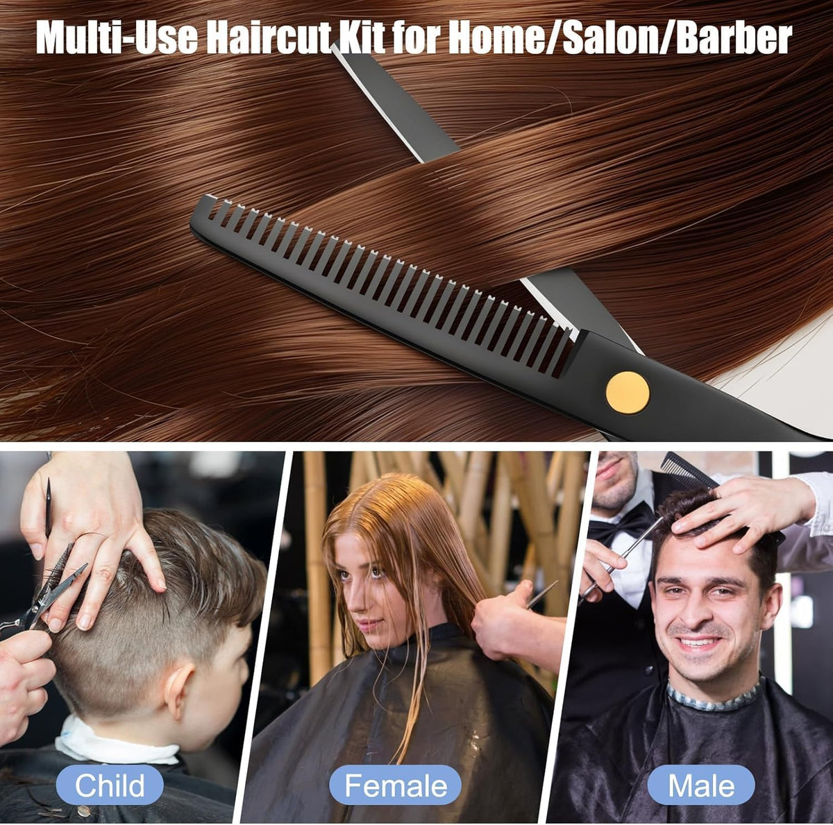 13 Piece Hair Cutting Scissors Set with Thinning Shears for Home and Salon