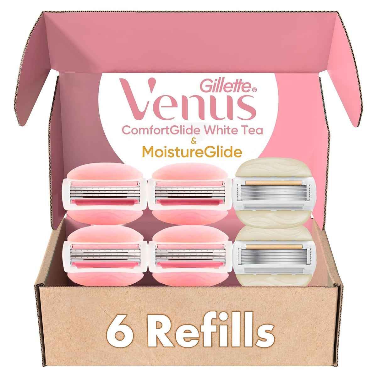 Gillette Venus ComfortGlide White Tea 4 count, with Gillette Venus ComfortGlide plus MoistureGlide 2 count, Women's Razo
