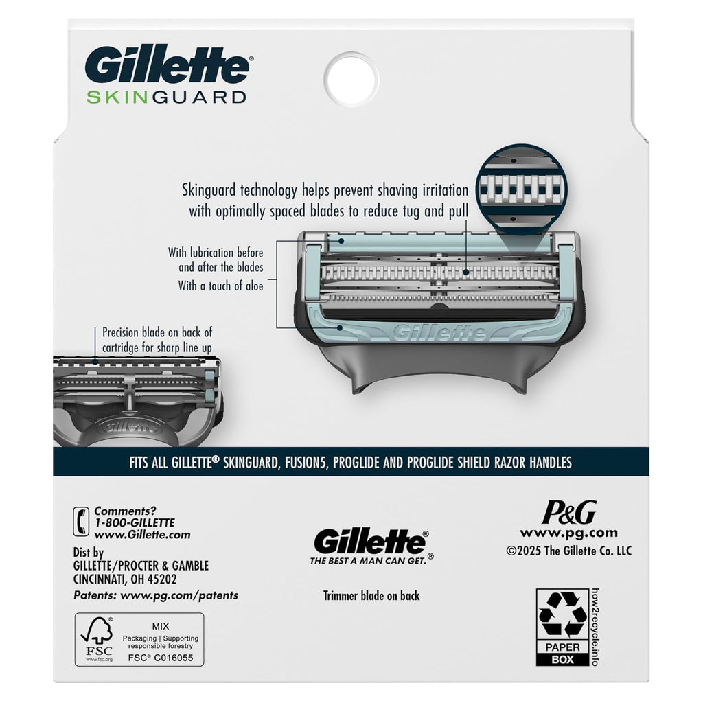 Gillette SkinGuard Razor Blade Refills for Men, 2 Blade Cartridge, SkinGuard for Sensitive Skin, Lubrication, Fits SkinG