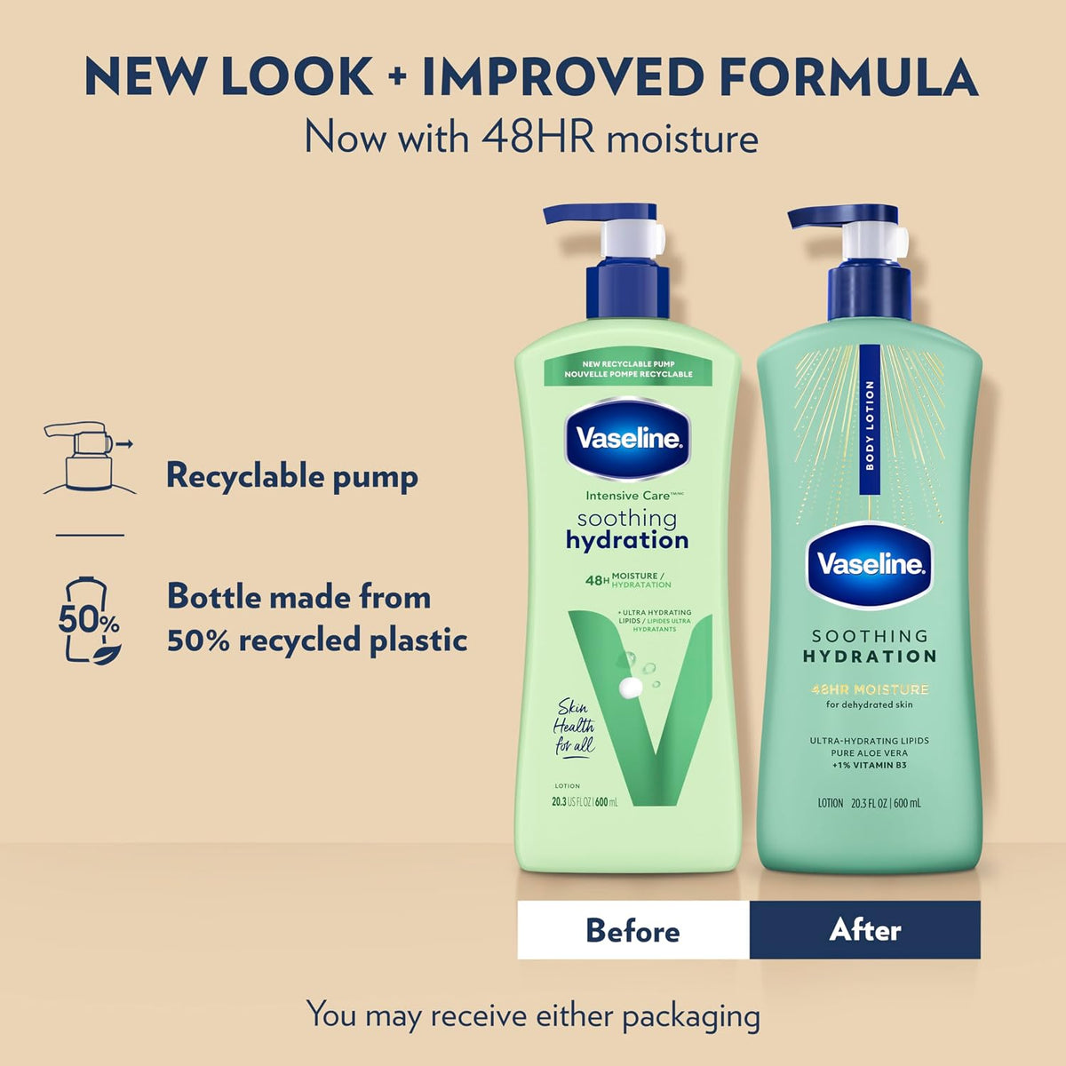 Vaseline Soothing Hydration Body Lotion with Aloe Vera Extract 20.3oz 3ct