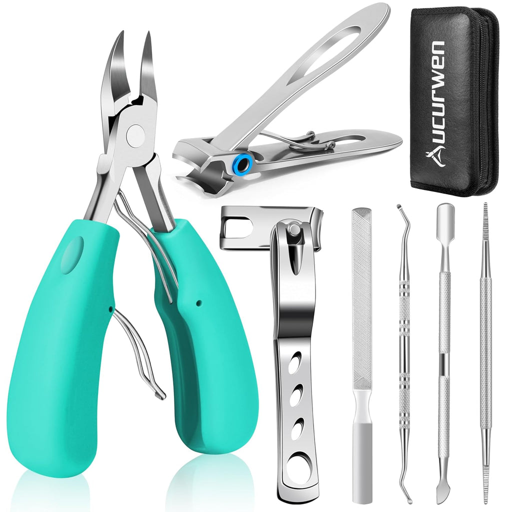 Toenail Clippers for Seniors Thick Toenails, Aucurwen Heavy Duty Toe Nail Clippers Adult Thick Nails Long Handle, Large 