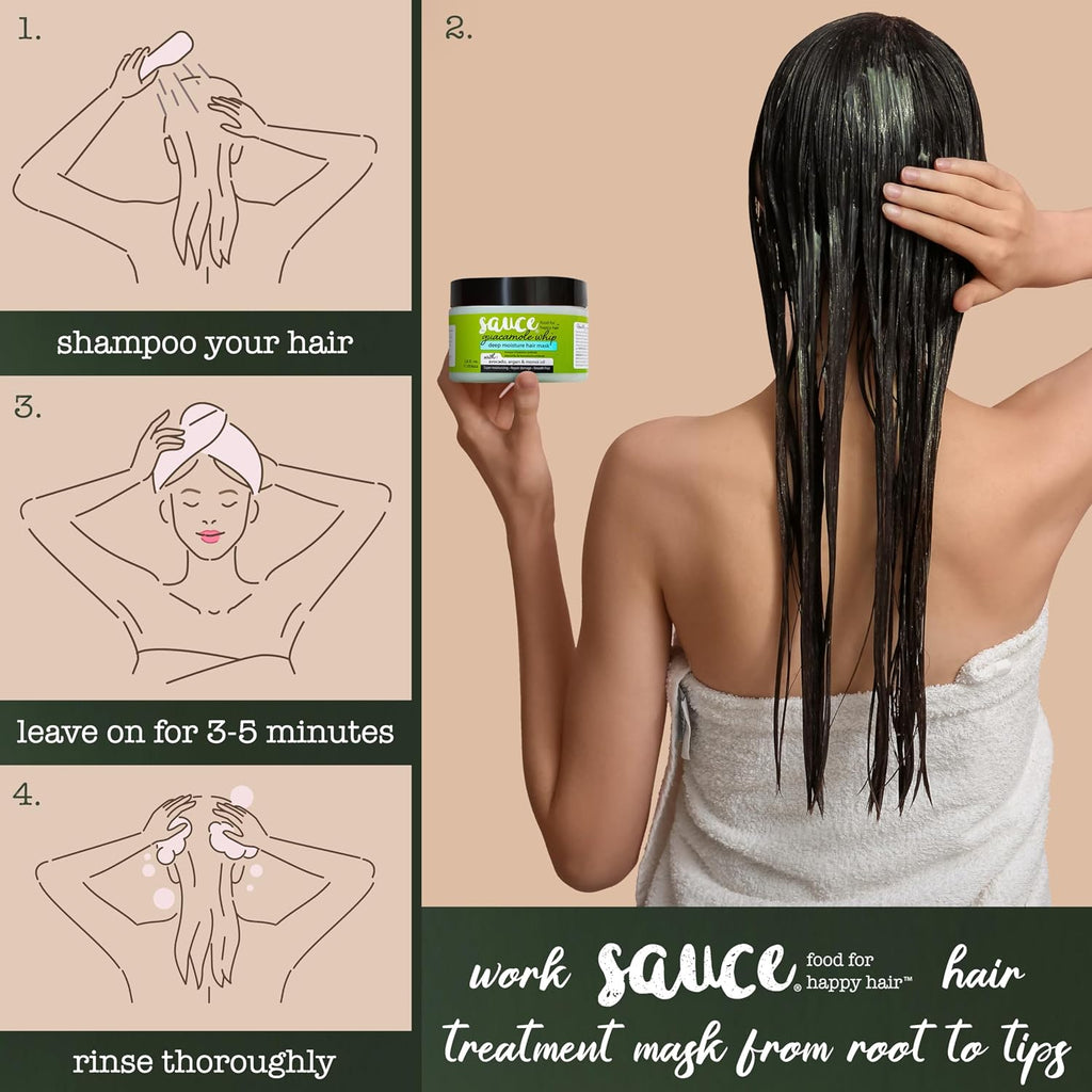 SAUCE Deep Conditioning Hair Mask, Guacamole Whip, 12 Fl Oz