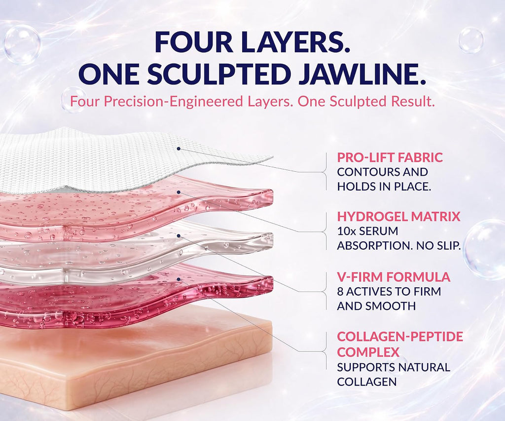 Stylia V Line Lifting Collagen Face Mask - Lift, Firm & Contour Jawline - Double Chin Strap with Hyaluronic Acid & Aloe 