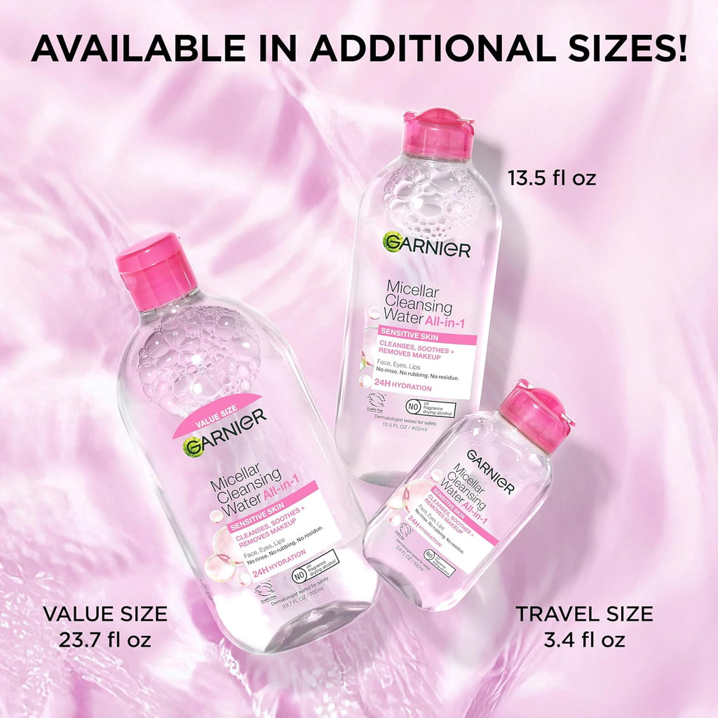 Garnier Micellar Water, Hydrating Facial Cleanser & Makeup Remover, Suitable for Sensitive Skin, Vegan, Cruelty Free, 13