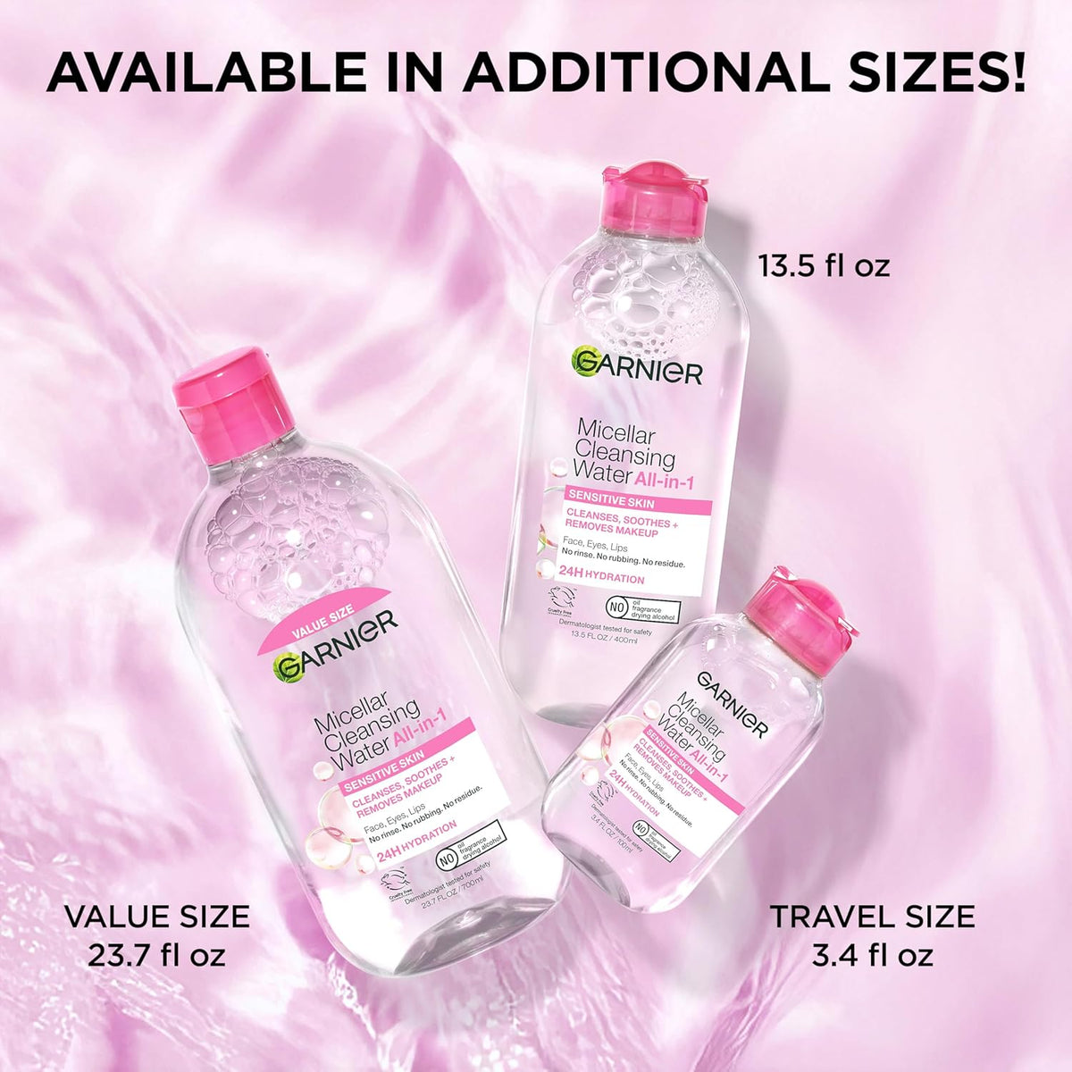 Garnier Micellar Water, Hydrating Facial Cleanser & Makeup Remover, Suitable for Sensitive Skin, Vegan, Cruelty Free, 13
