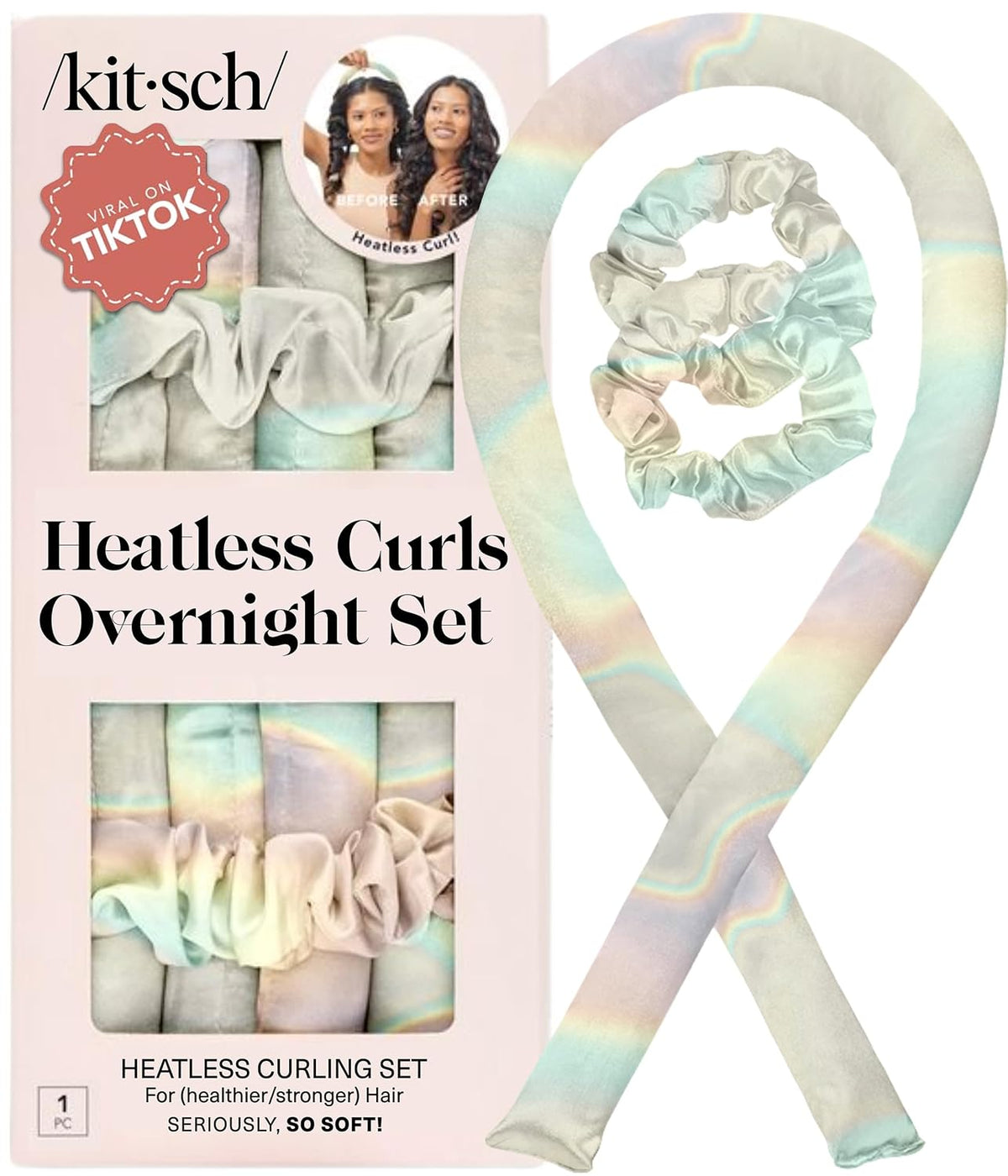 Kitsch Satin Heatless Curls Overnight Set - Sunset Tie Dye