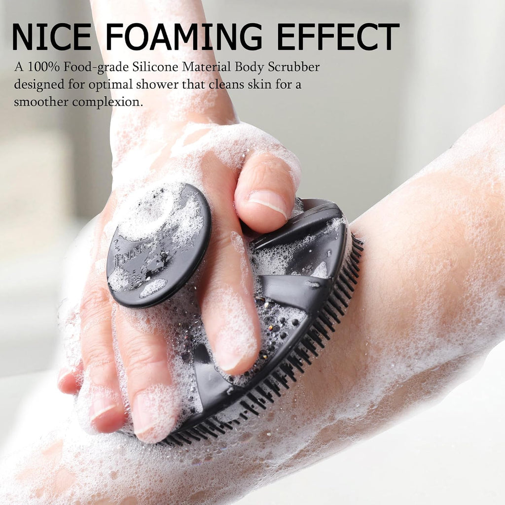 INNERNEED Food-Grade Soft Silicone Body Scrubber Shower Brush, Black