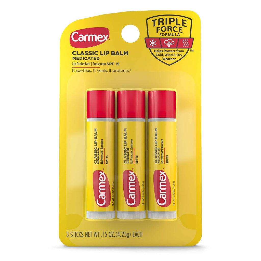 Carmex Classic Lip Balm Medicated, 0.25 oz (Pack of 3)