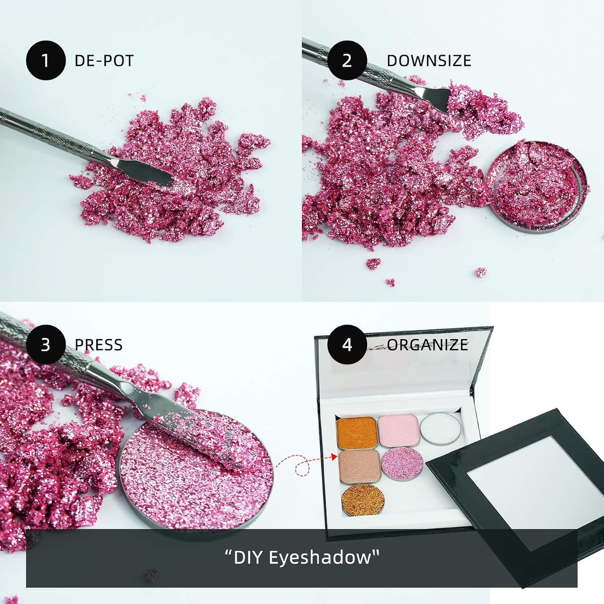 Pink Empty Magnetic Makeup Palette with Mirror (Detachable) – Small