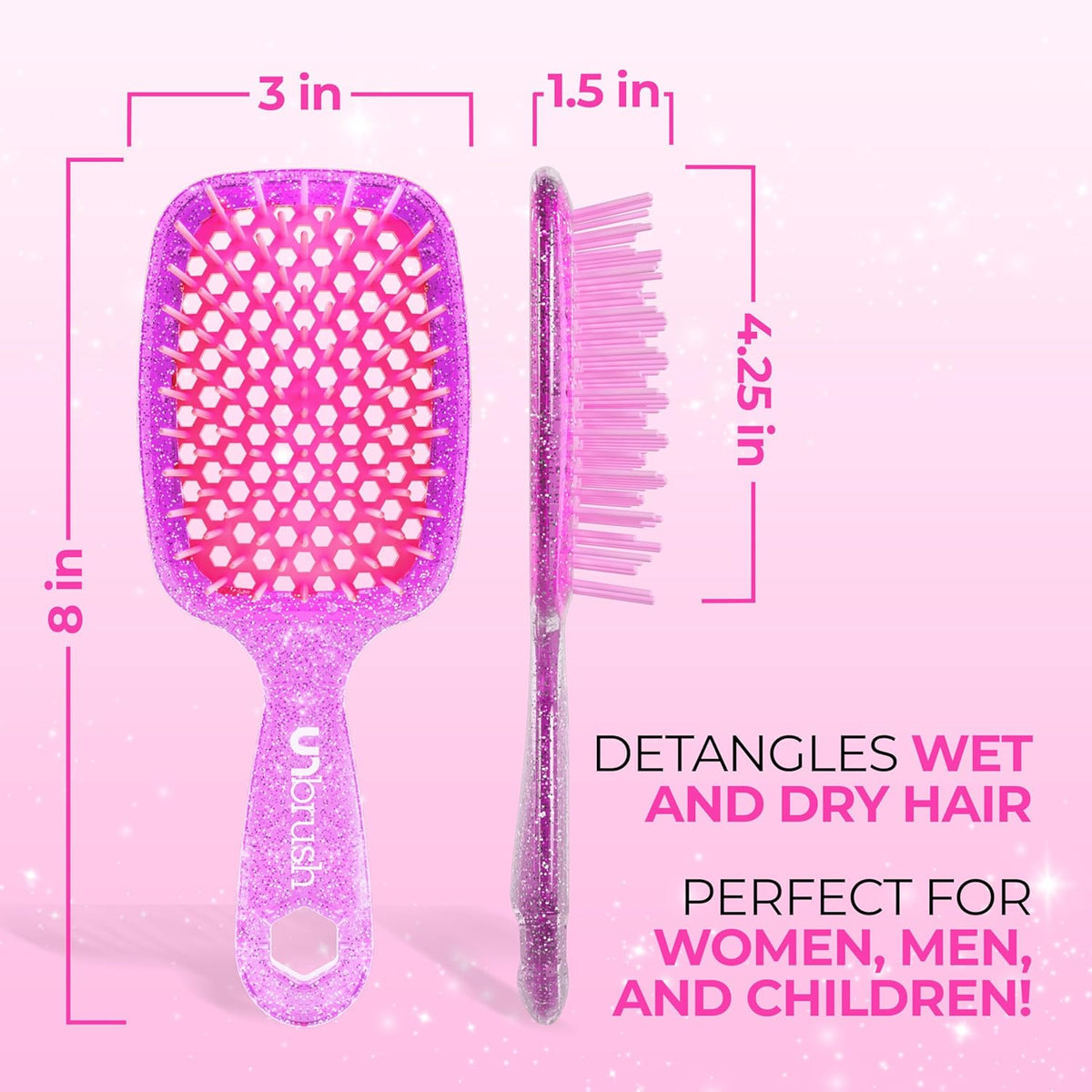 FHI Heat UNbrush Detangling Brush for Pain-Free Brushing on All Wet or Dry Hair Types — Durable DuoFlex Anti-Static Bris