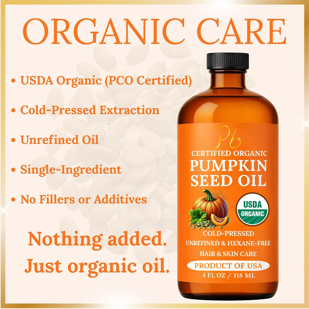 Pumpkin Seed Oil, USA Grown, USDA Organic Pumpkin Seed Oil for Hair Growth