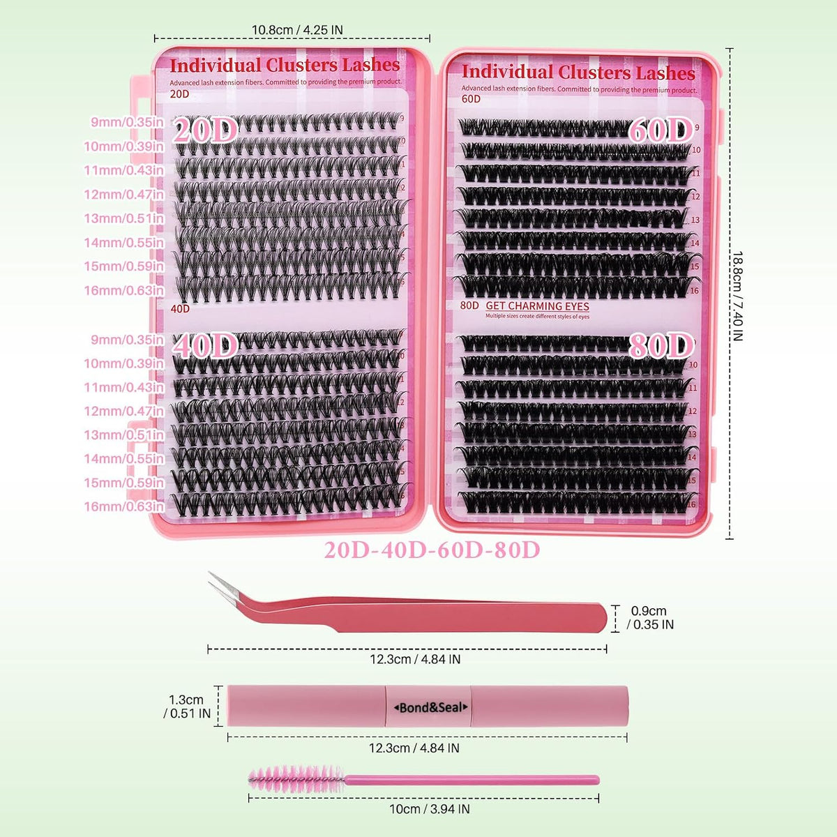 Lash Clusters Kit for Beginners Eyelash Clusters Kit Lashes Clusters Kit Cluster Lashes Pestañas Postizas Naturales with