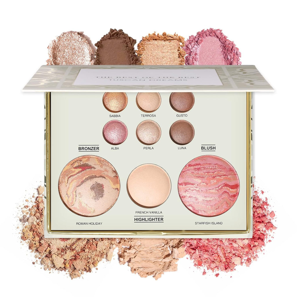 All in One Baked Makeup Face Palette, Includes 6 Eyeshadows, Bronzer, Blush, and Highlighter, Blush and Bronzer Palette,