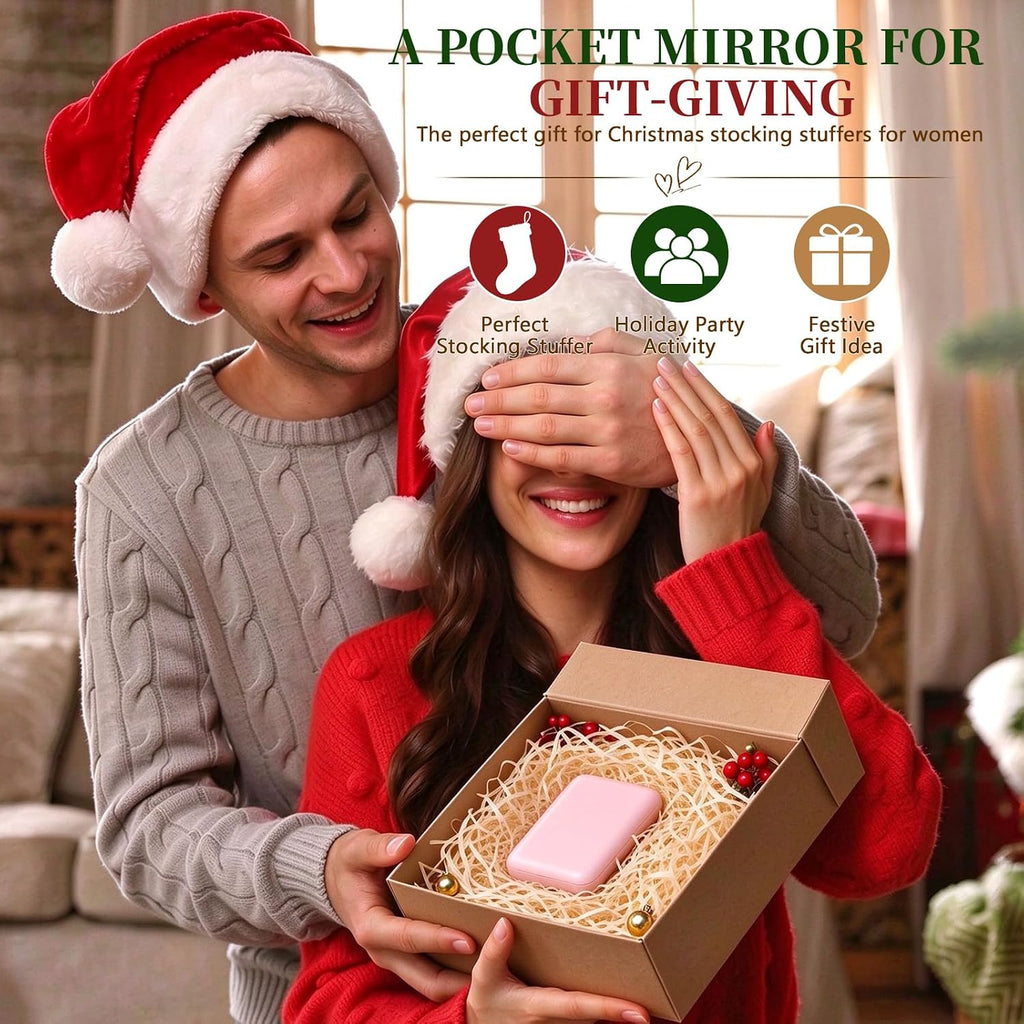 Compact Mirror with Light, 1X/3X Magnification LED Pocket Mirror for Women