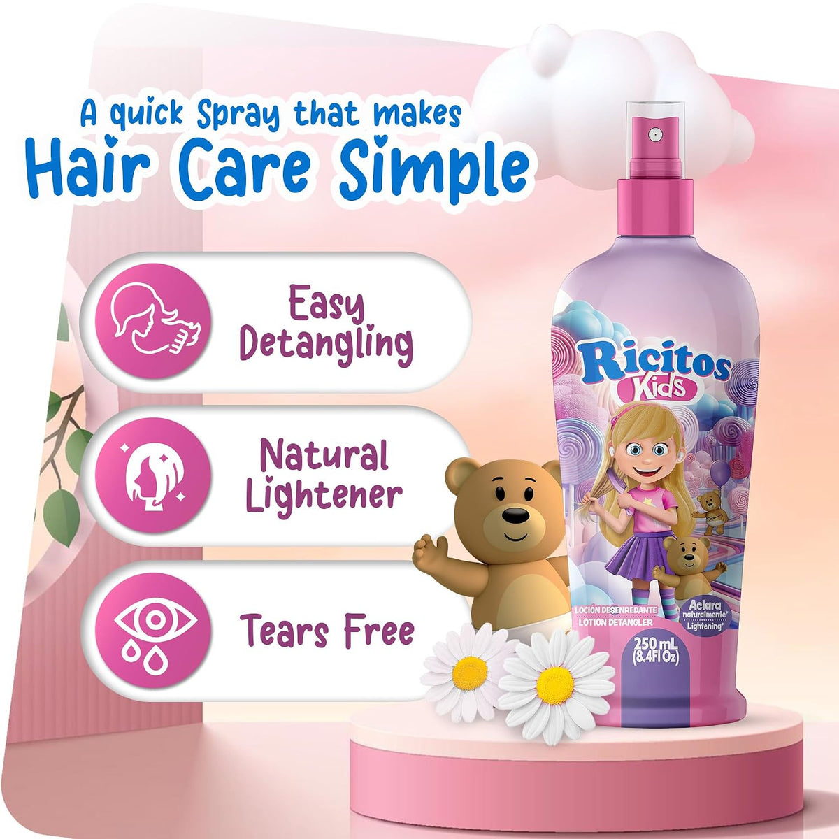 Grisi Ricitos Kids Detangling Lotion | Chamomile Spray | 8.4 fl oz | 3-Pack