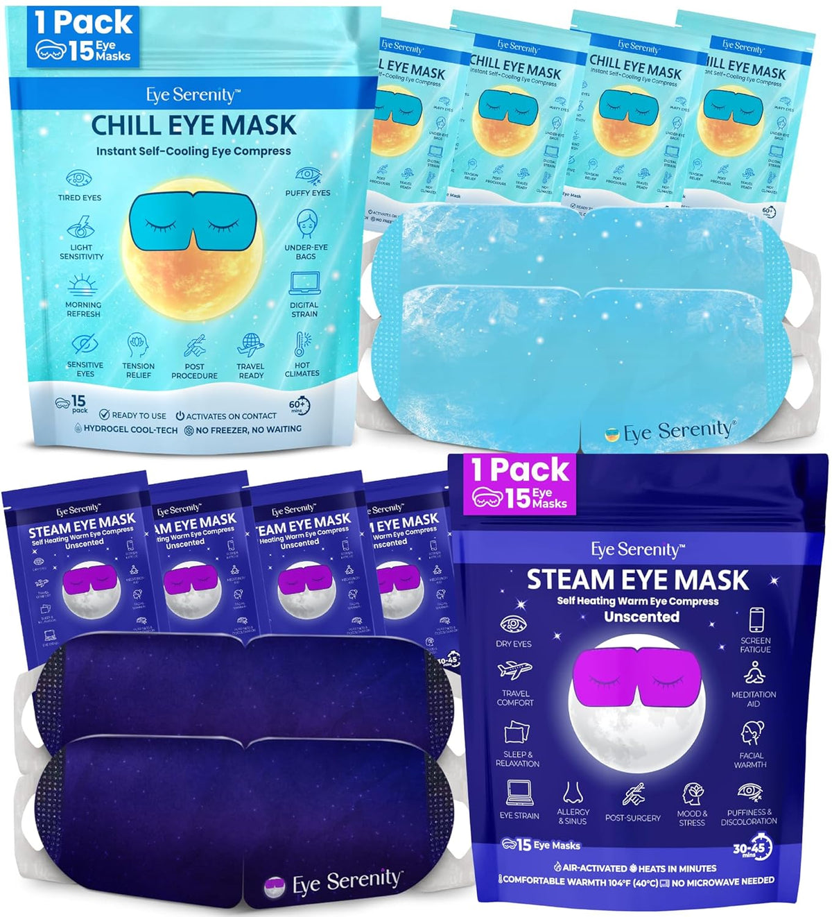 Eye Serenity Steam Eye Mask, Heated Eye Mask Fast Relief for Stye Unscented