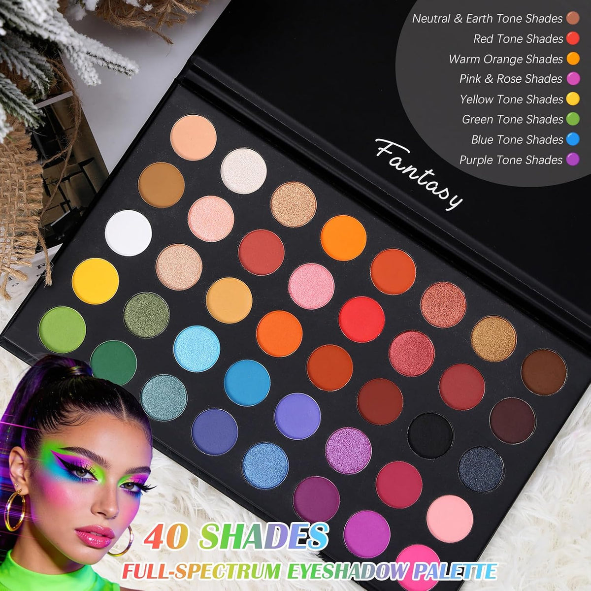 UCANBE Highly Pigmented Eye Makeup Palette, Matte Shimmer Metallic Eyeshadow Pallet Long Lasting Blendable Natural Color