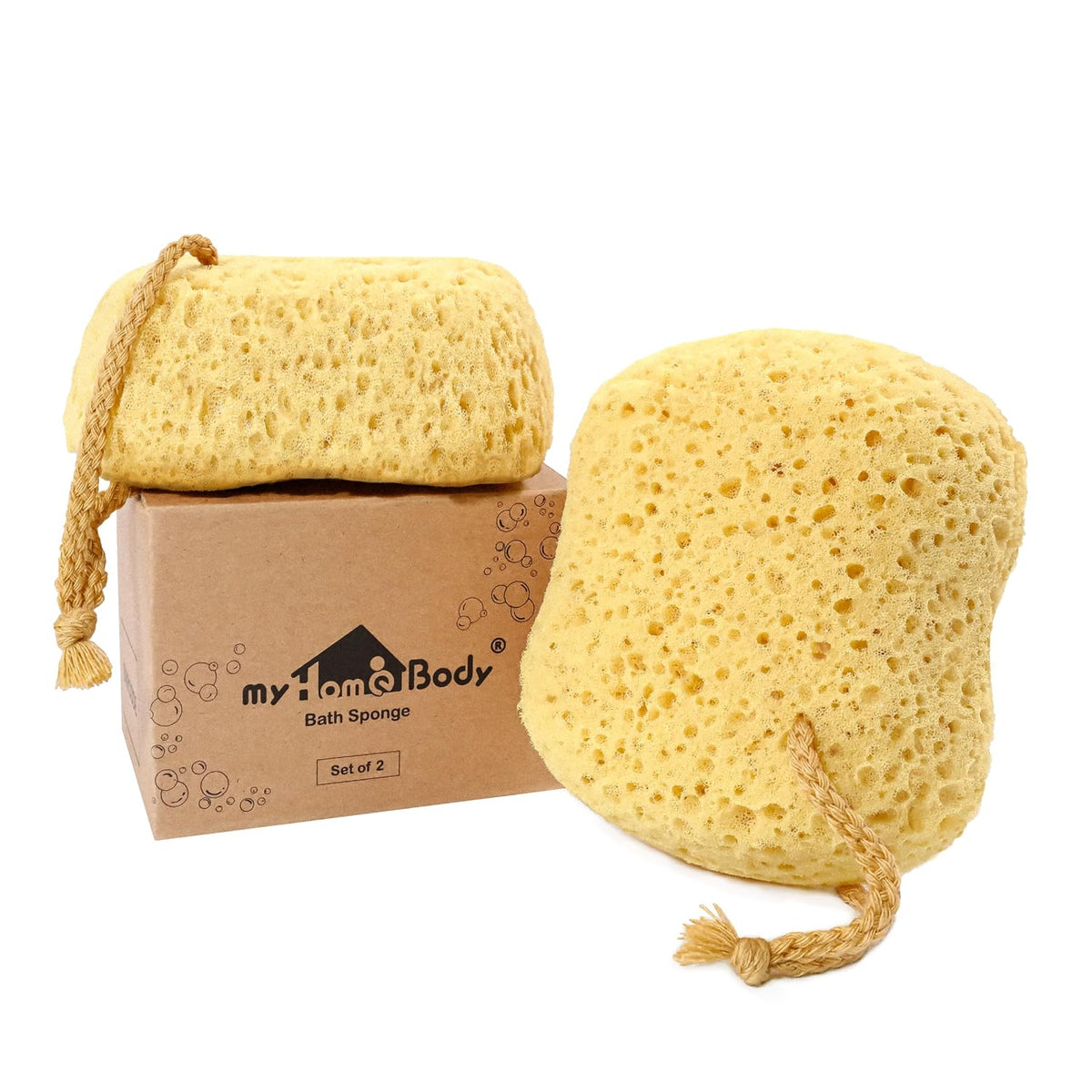 myHomeBody Bath Sponge, Foam Loofah, Shower Sponge for Body, Curvy, 3 Pack