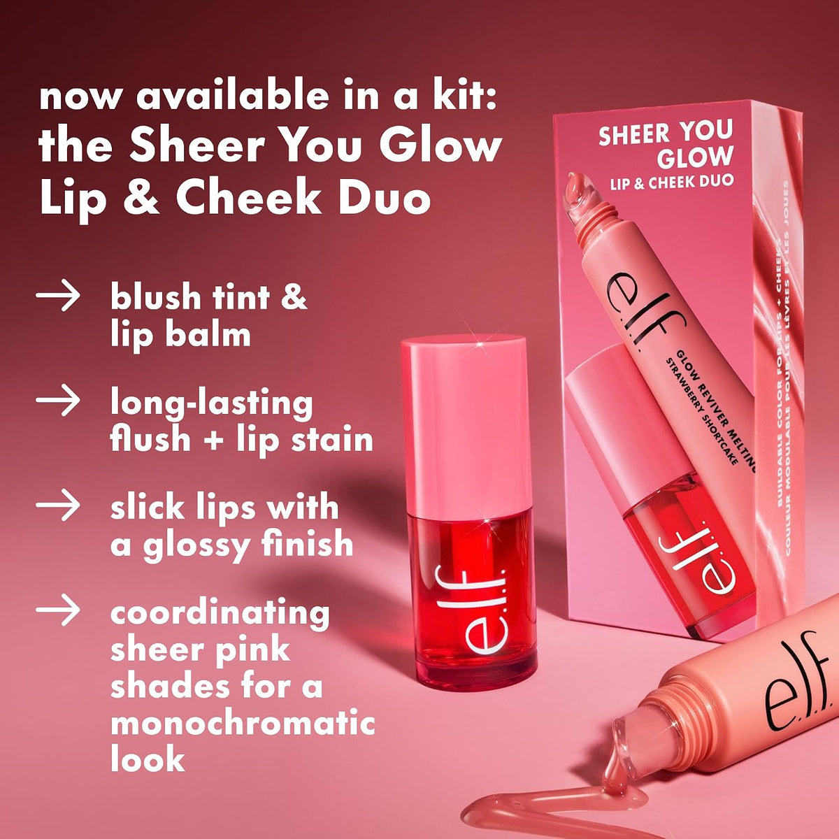 e.l.f. Glow Reviver Melting Lip Balm, Tinted, Strawberry Shortcake