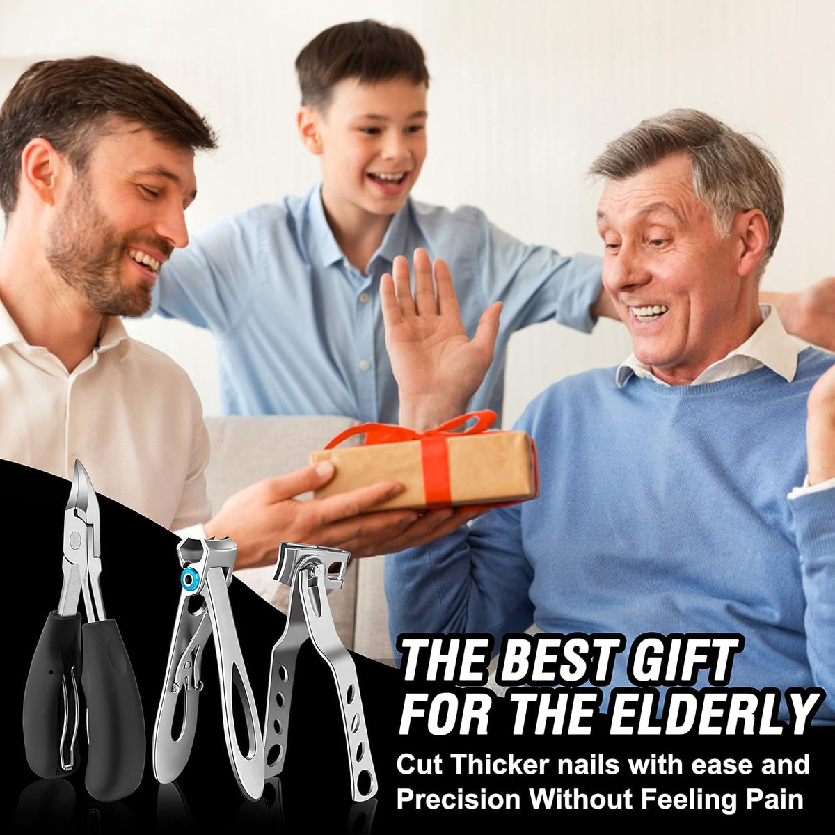 Toenail Clippers for Seniors Thick Toenails, Aucurwen Heavy Duty Toe Nail Clippers Adult Thick Nails Long Handle, Large 