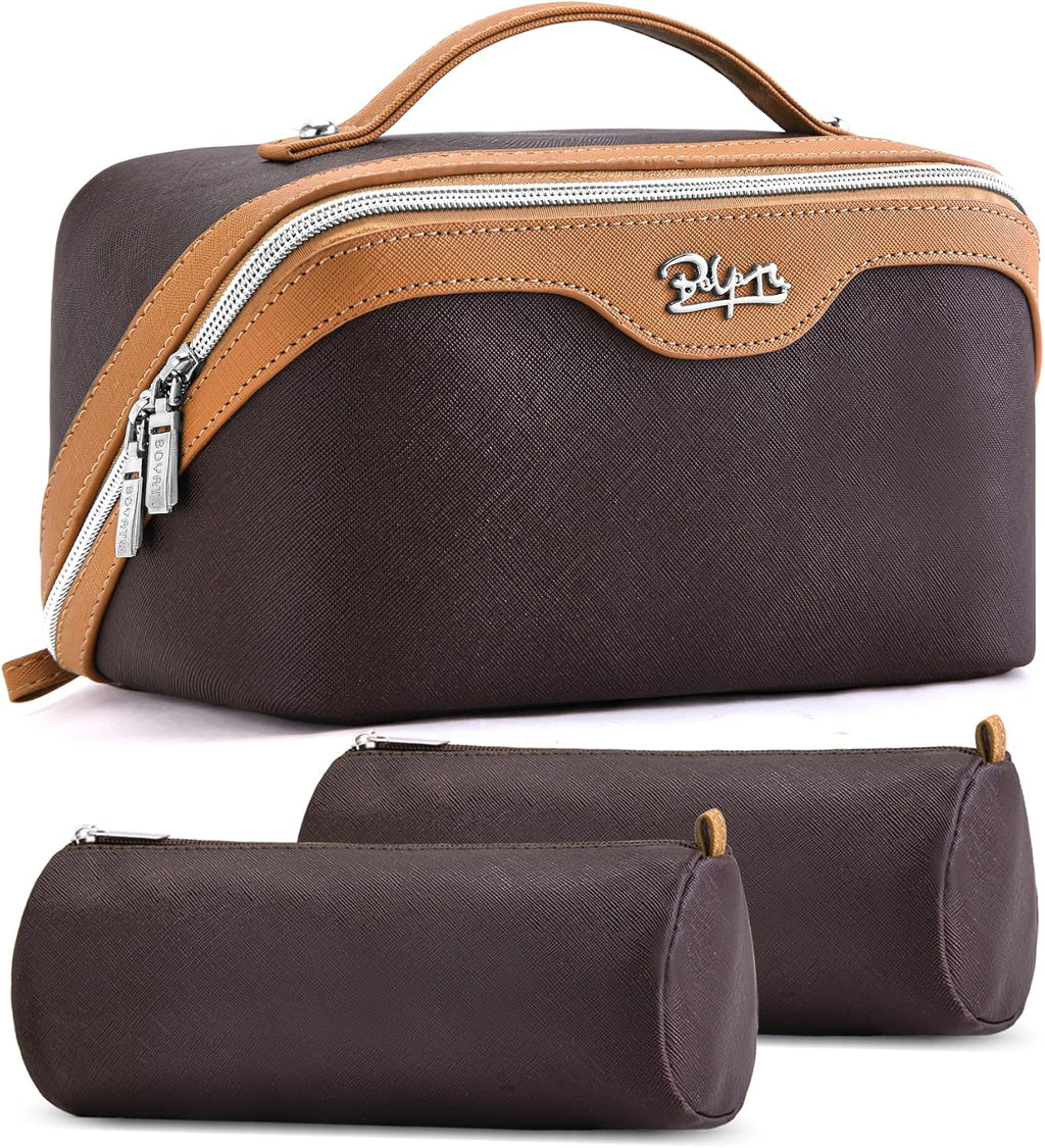BOYATU Travel Makeup Bag Organizer: 3 Pcs Large Cosmetic Bags Set for Women