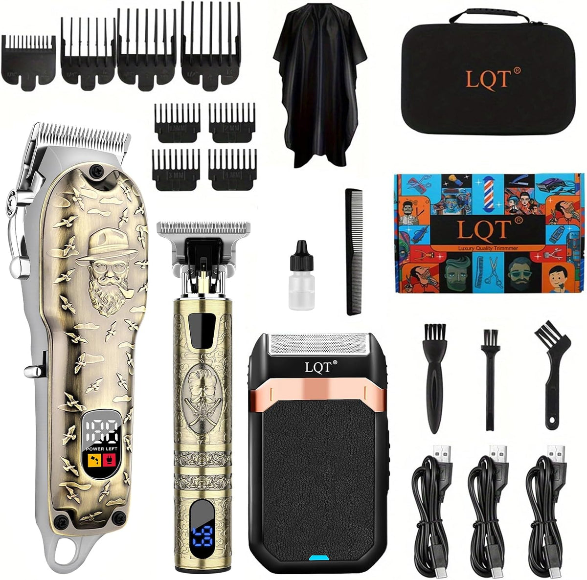 Hair Clippers Set for Men, Hair Clipper Trimmer with LED Display, Professional Cordless Hair Clipper Shaver Beard Trimme