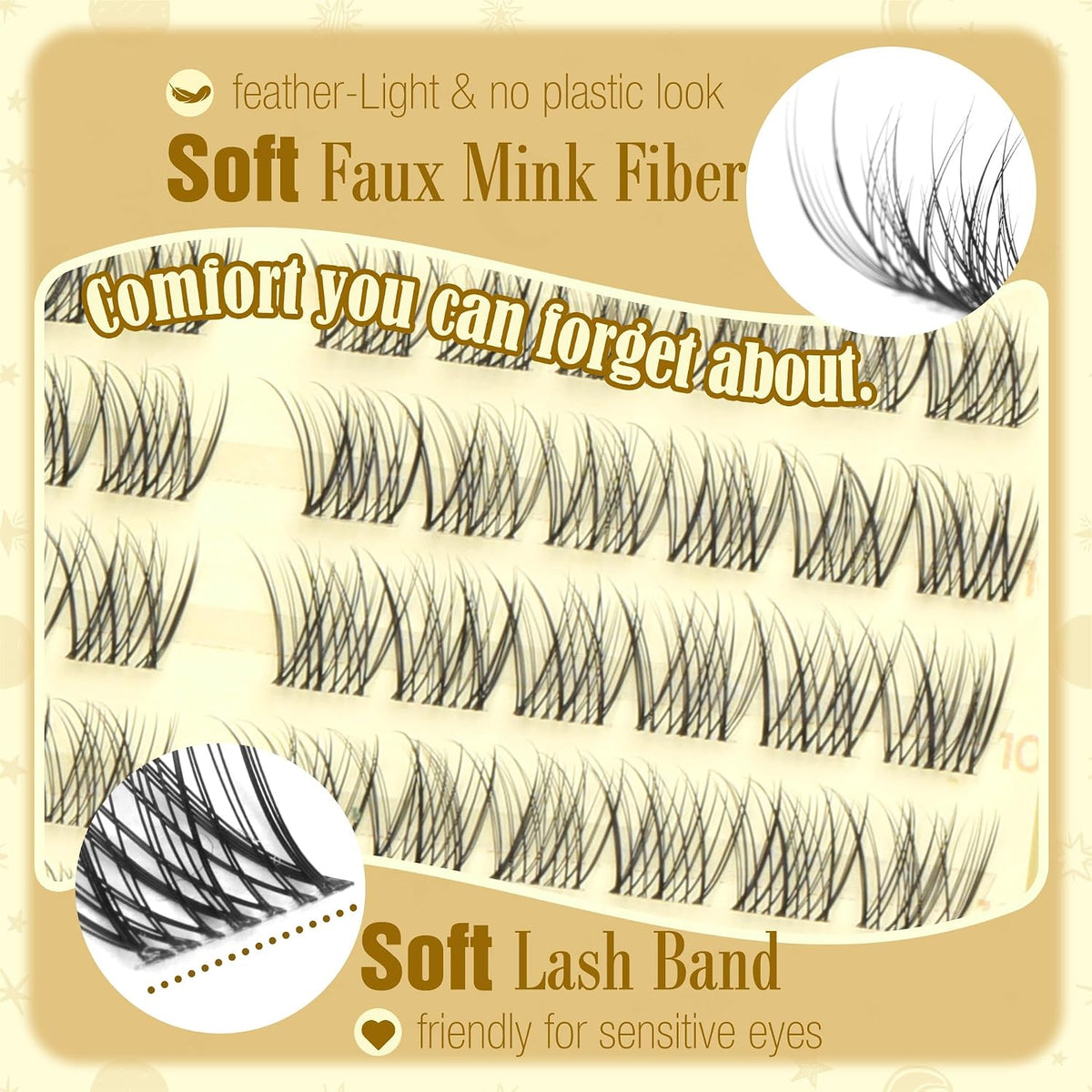 Short Lash Clusters Natural Cluster Eyelash Extensions 8-10-12MM Clear Band Cluster Lashes Extensions Wispy Individual L