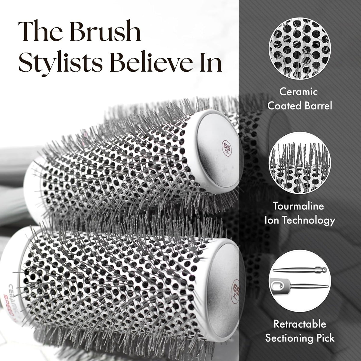 Olivia Garden Ceramic + Ion Speed XL - Extra-Long Round Thermal Hair Brush - Not Electrical - Professional Blowout Brush