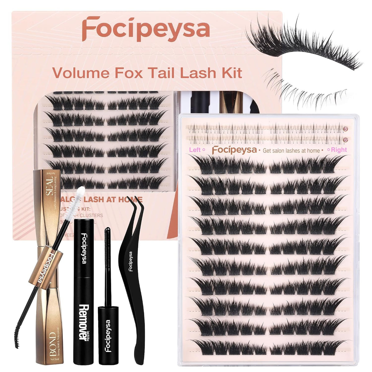 Focipeysa Wispy Lash Clusters Spiky Eyelash Clusters 10-18mm Eyelash Extensions Fox Eye Eyelash Right Left Individual La