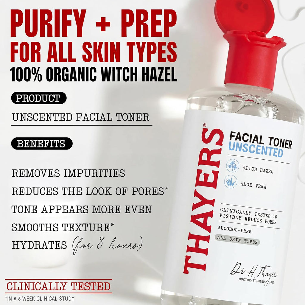 Thayers Unscented Witch Hazel Toner, with Witch Hazel and Aloe Vera, 12 oz