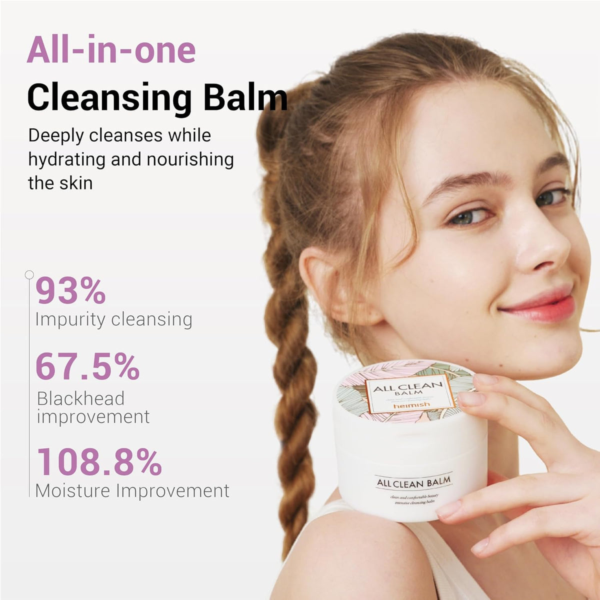 HEIMISH All Clean Balm, Cleansing Balm, Waterproof Eye Makeup Remover, Oil Cleanser, Face Wash, Double Facial Cleanse, V
