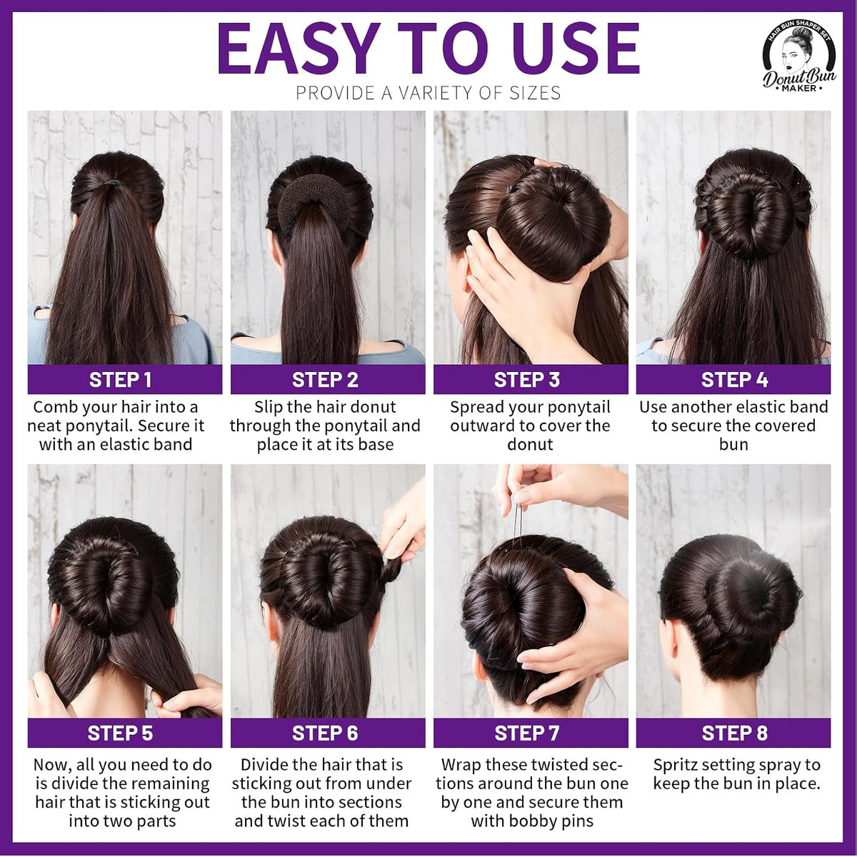 Teenitor Hair Bun Maker, Hair Buns for kids Girls, Hair Donuts, Ballet Bun Maker,4 Size, Light Brown