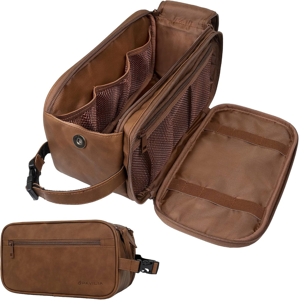 PAVILIA Toiletry Bag for Men, Travel Essentials Shaving Dopp Kit, Mens Travel Bag Toiletries Organizer Case for Grooming