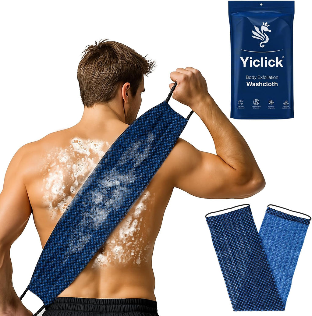 Dual-Textured Exfoliating Washcloth Towel - Back Scrubber for Use in Shower Bath, Exfoliating Body Scrubber Exfoliator, 